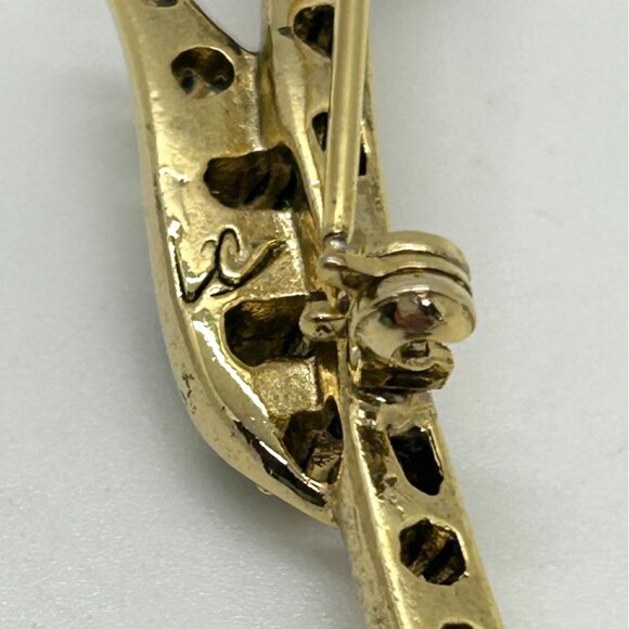 Liz Claiborne Vintage Rosebud Brooch Gold-tone Rhinestones in Original Box - Picture 11 of 16